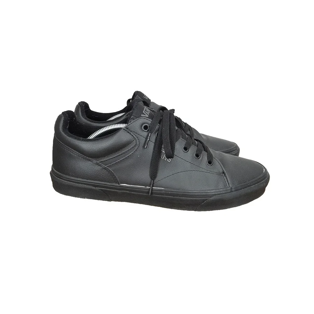 Vans Sneakers Men 13 Seldan Black Leather Low Top Casual SK8 Skater Shoes 500714